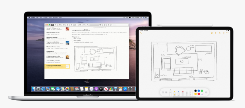 An Ipad Showing A Sketch And A Mac Next To It Showing - Macos Catalina Дата Выхода, HD Png Download, Free Download