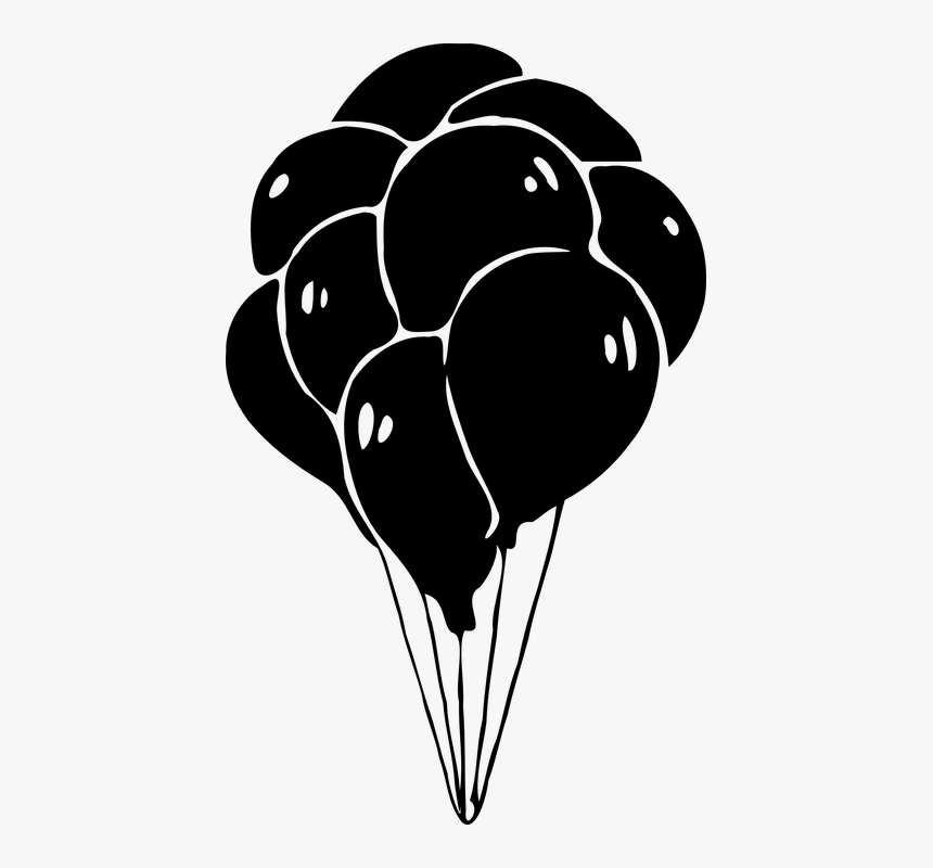 Balloons, Silhouette, Black, Decorative, Decorations - 3 Balloons Black And White, HD Png Download, Free Download