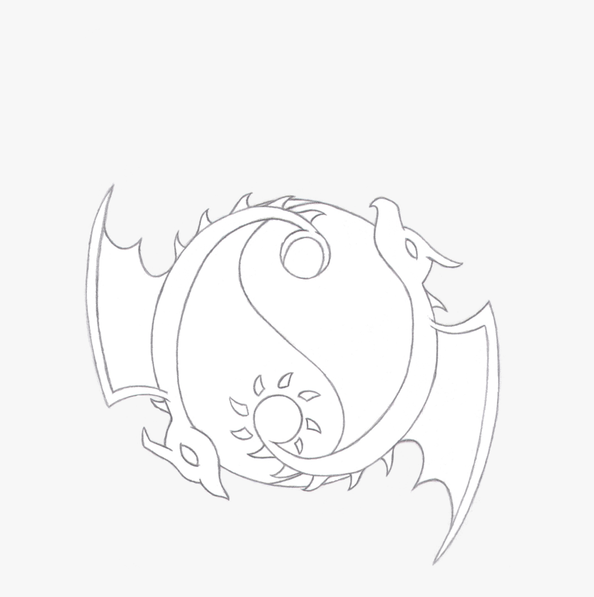 Yin Yang Dragon Tattoo Design Pencil Sketch By Pat - Illustration, HD Png Download, Free Download