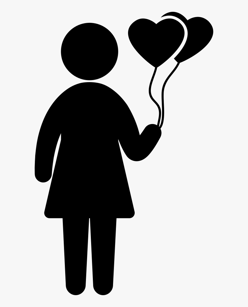 Woman Silhouette With Hearts Balloons - Honour Thy Father And Thy Mother Clipart, HD Png Download, Free Download