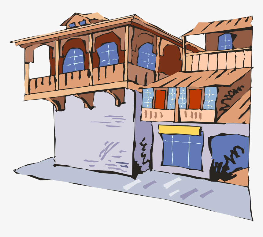 House With Balcony Clipart, HD Png Download, Free Download