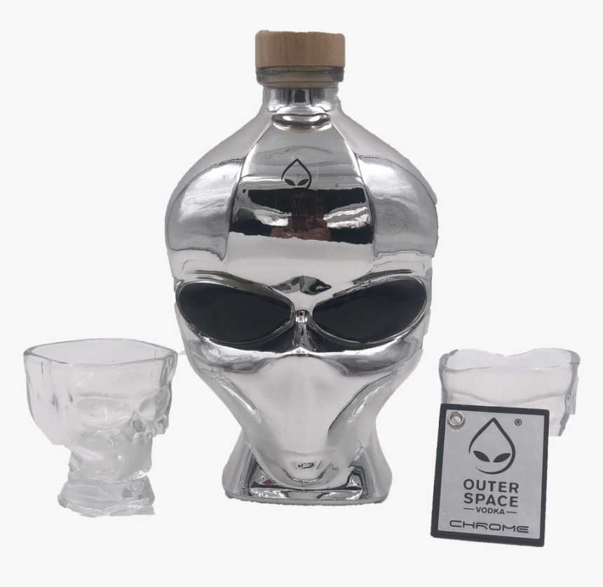 Outer Space Chrome Vodka With Set 2 Shots Glasses - Two-liter Bottle, HD Png Download, Free Download