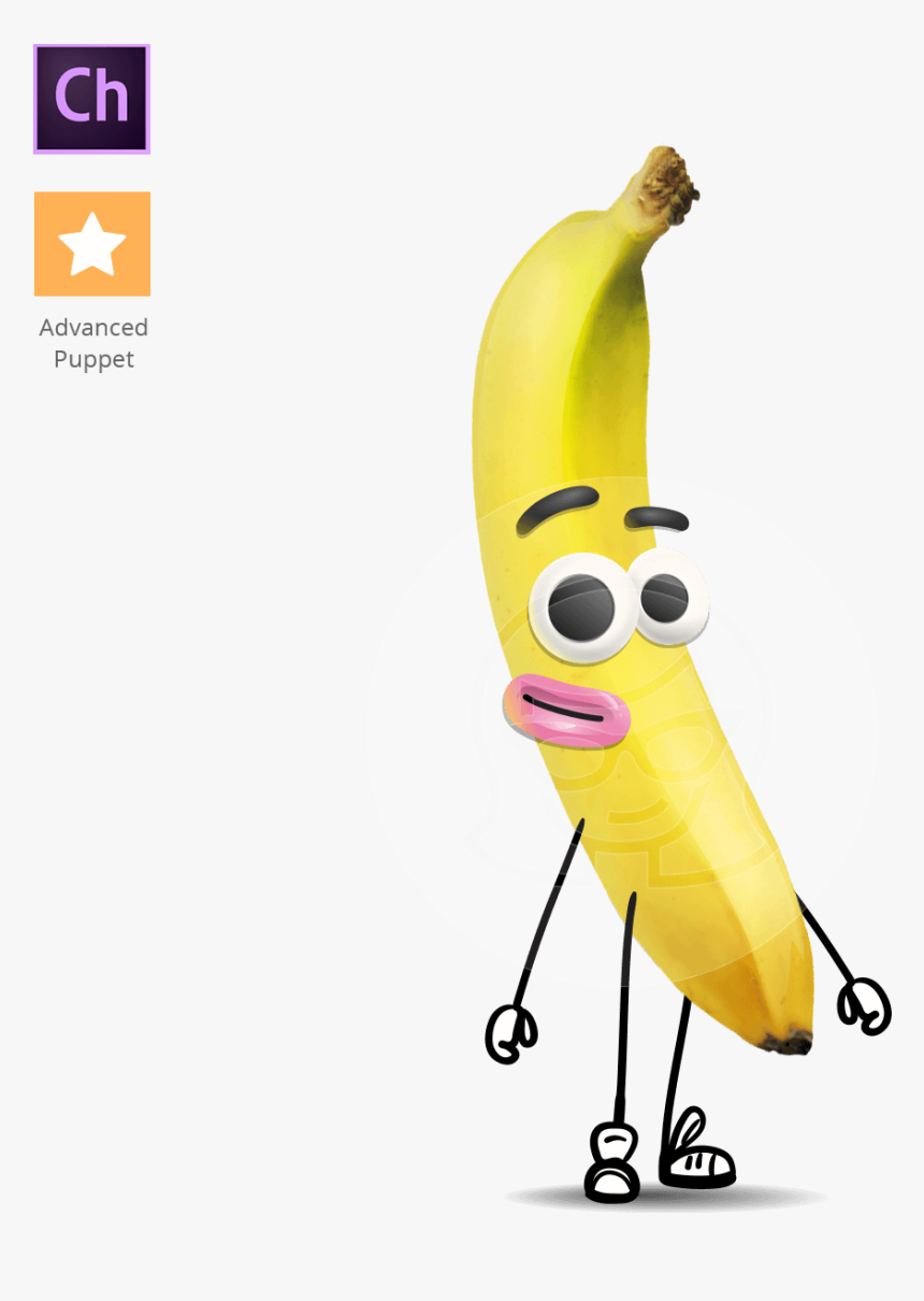 Cute Banana Character Animator Puppet - Banana With Stick Puppet, HD Png Download, Free Download
