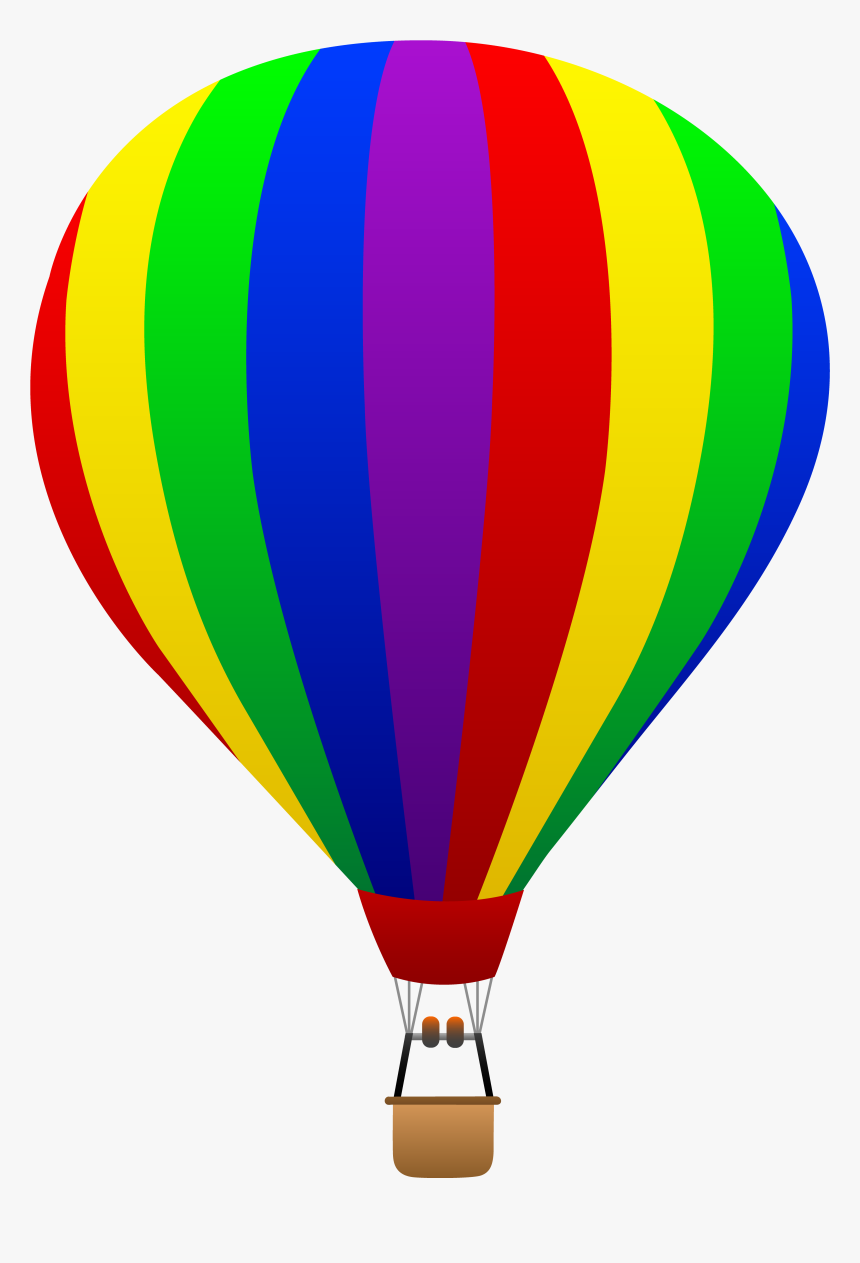 Rainbow Striped Hot Air Balloon - Hot Air Balloon Clipart, HD Png Download, Free Download