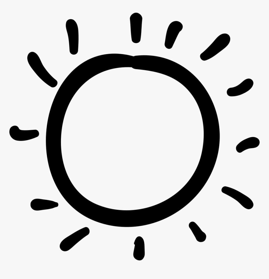 Sun Hand Drawn Irregular Shape - Hand Drawn Sunshine Clipart Black And White, HD Png Download, Free Download