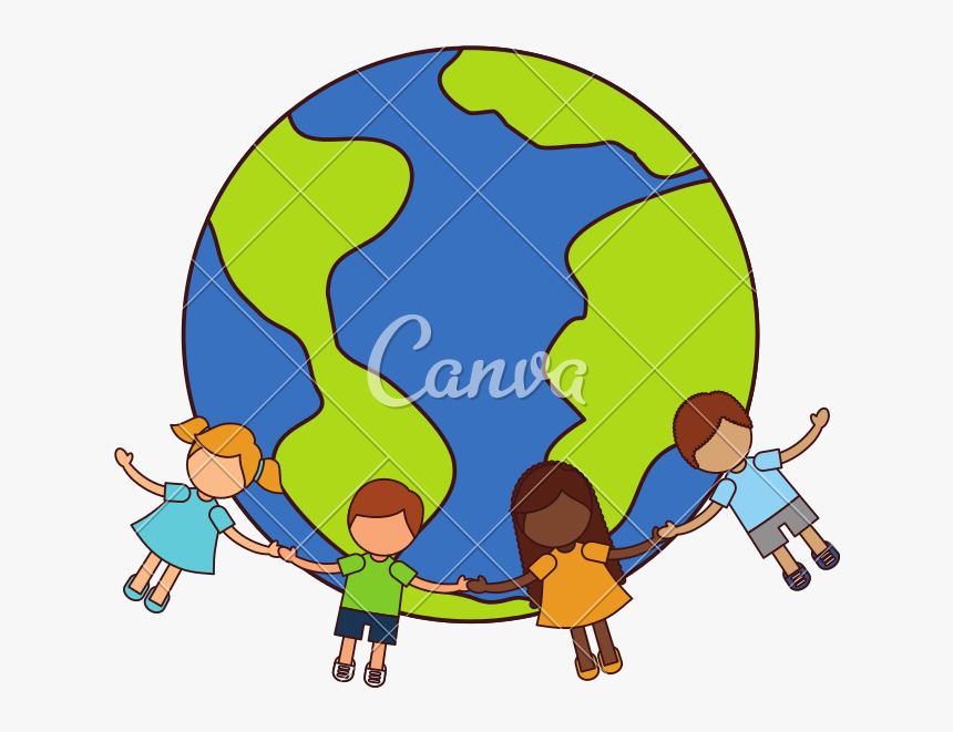 Kids Holding Hands Around The World Png - Kids Holding Hands Around The World, Transparent Png, Free Download