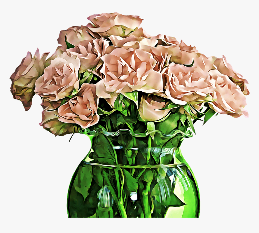 Flores En Florero Dibujo - Drawing Roses In A Vase, HD Png Download, Free Download