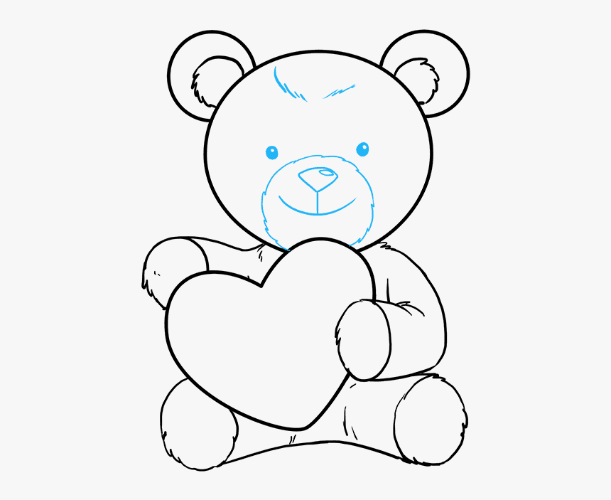 How To Draw Teddy Bear With Heart - Teddy Bear With Heart Drawing, HD Png Download, Free Download