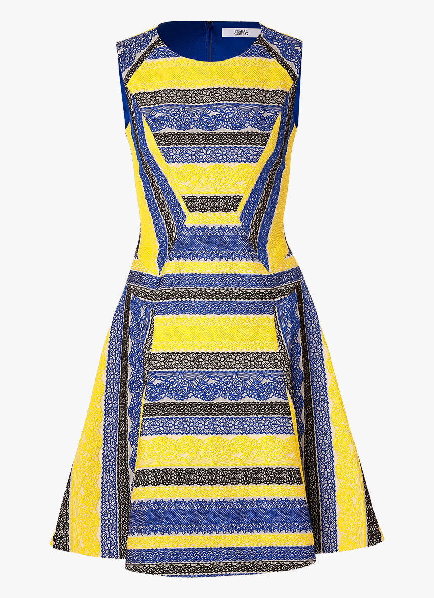 Prabal Gurung Royal Blue Yellow Black Embroidered Lace - Royal Blue Yellow Dress, HD Png Download, Free Download