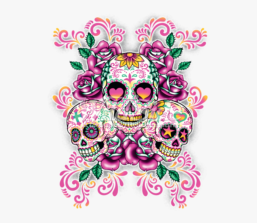 Calavera Skull Day Of The Dead Pastel Desktop Wallpaper - Background Pink Sugar Skull, HD Png Download, Free Download