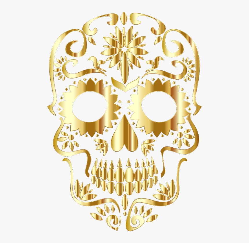 La Calavera Catrina Skull Clip Art - Gold Sugar Skull Png, Transparent Png, Free Download