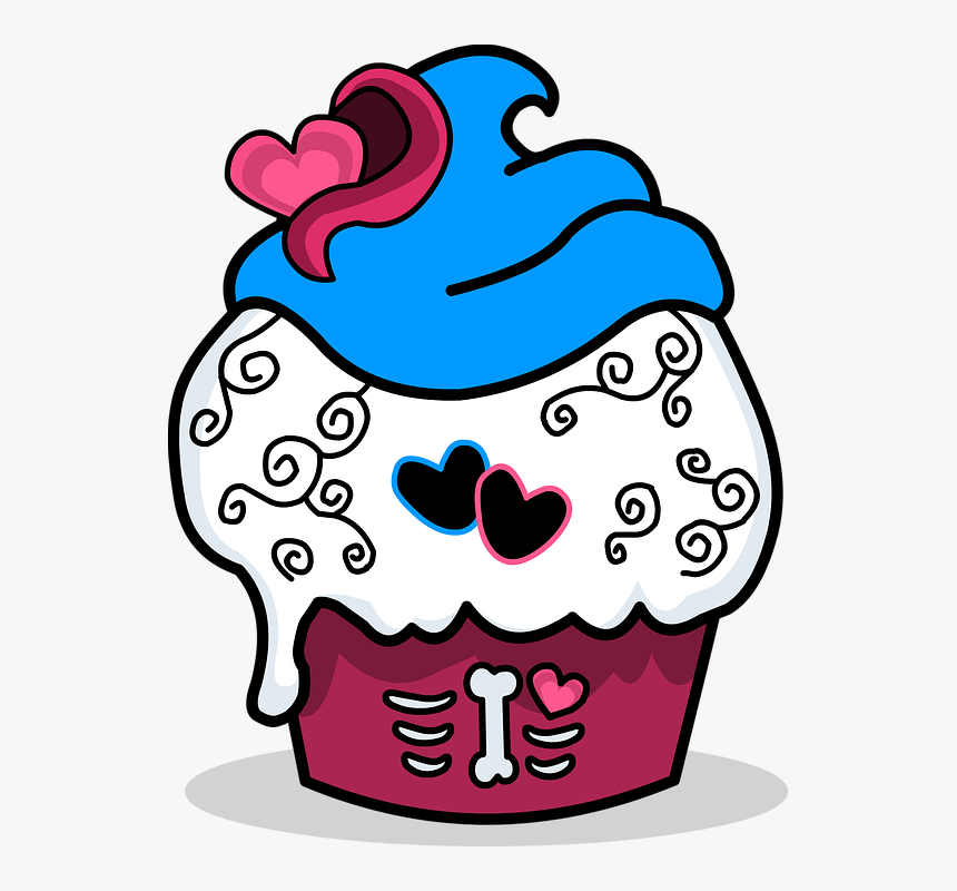 Zombie, Sugar, Skull, Cupcake - Cupcakes And Sugar Skull Art, HD Png Download, Free Download