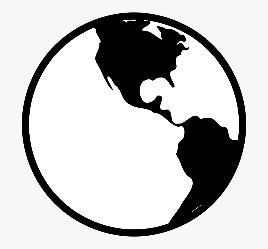 Globe, World, Earth, Black, White, Americas - Earth Emoji Black And White, HD Png Download, Free Download