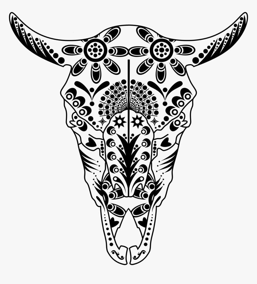 Longhorn Drawing At Getdrawings - Cow Skull Coloring Pages, HD Png