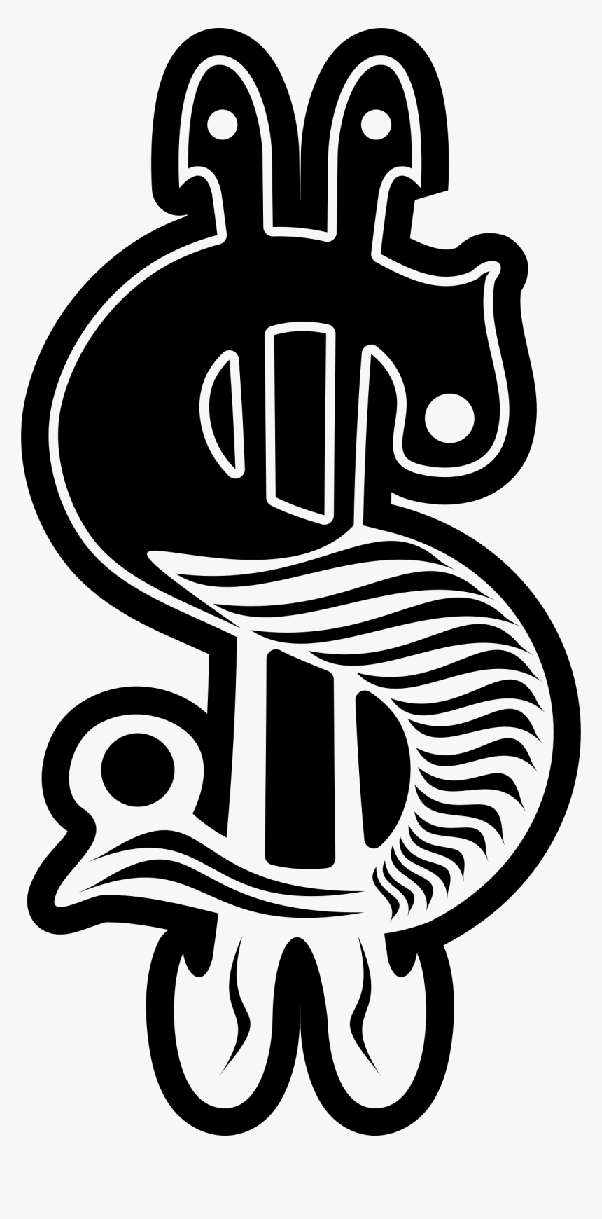 Decorated Black & White Dollar Sign Clip Arts - Black And White Dollar Sign, HD Png Download, Free Download