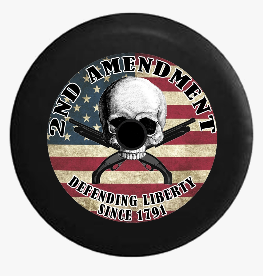 Jeep Wrangler Jl Backup Camera Skull Flag Crossed Guns - 2nd Amendment Patches In Leather, HD Png Download, Free Download