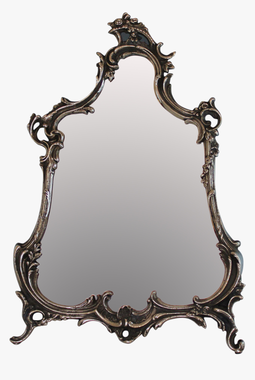 Antique Ornate Silver Plate Rococo Style Vanity Mirror - Rococo, HD Png Download, Free Download