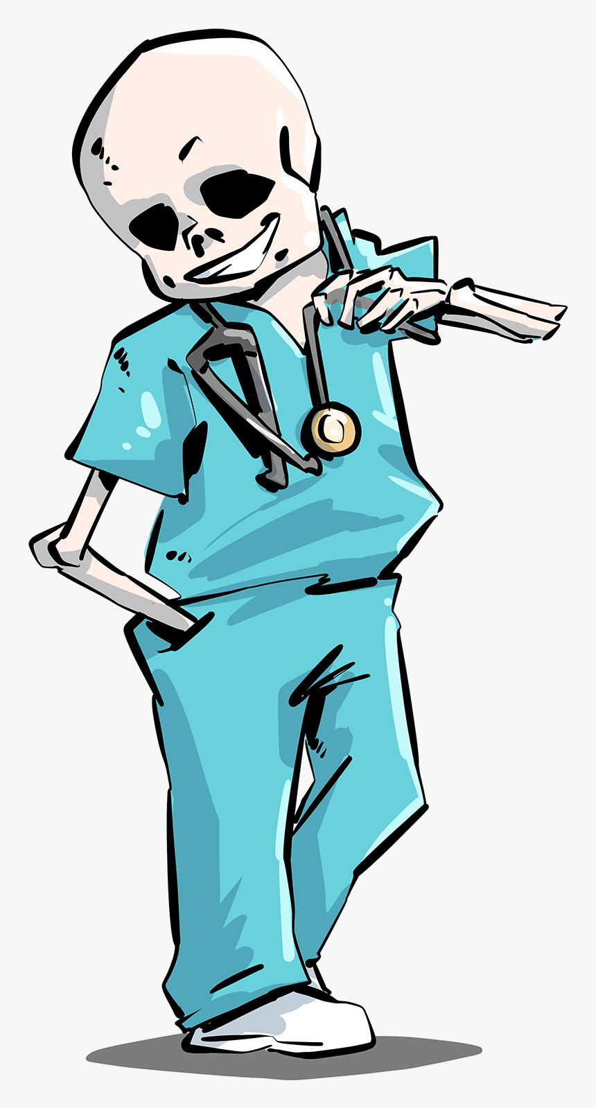 Skeleton In Scrubs - Cartoon, HD Png Download, Free Download