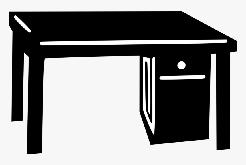 Transparent Front Desk Clipart - Work Desk Vector Black And White, HD Png Download, Free Download