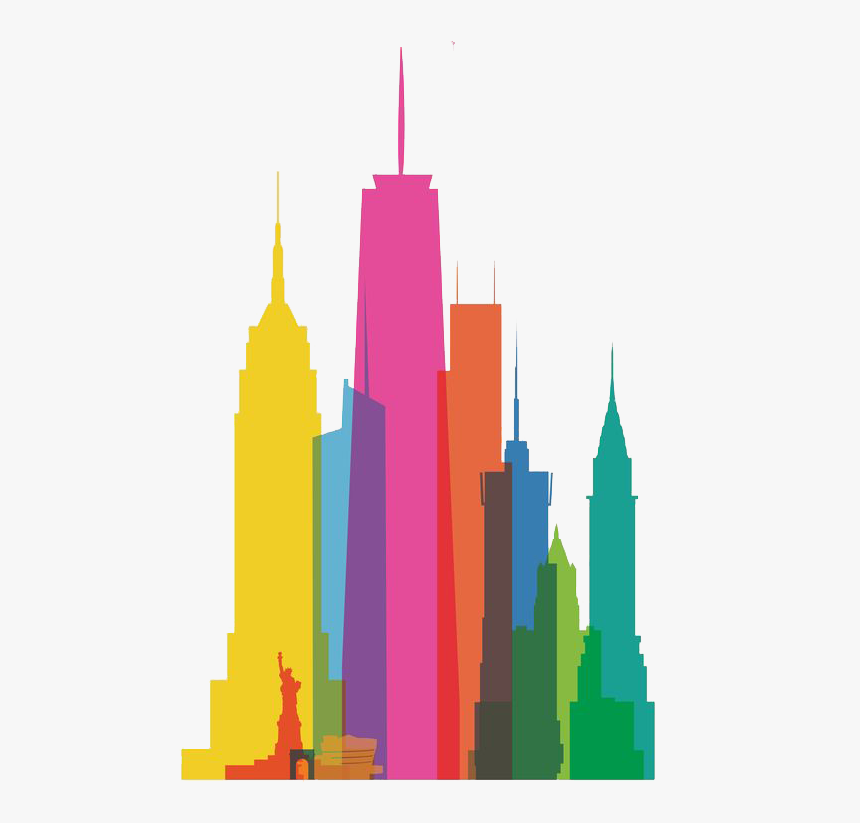 Clip Art Free Download New York City Skyline Clipart - Famous Buildings In One, HD Png Download, Free Download