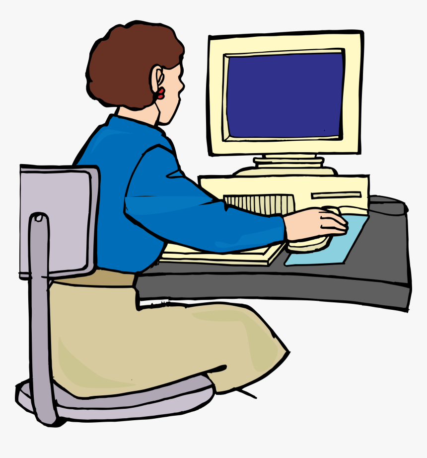 Computer Cartoon Png - Human Using Computer Cartoon, Transparent Png, Free Download
