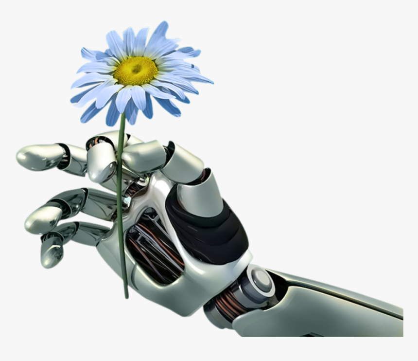 #robot #hand #flower - Robot With Flowers, HD Png Download, Free Download