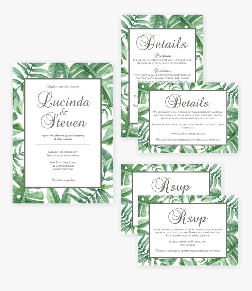 Banana Leaves Wedding Invite Set Templates - Cosmetics, HD Png Download, Free Download