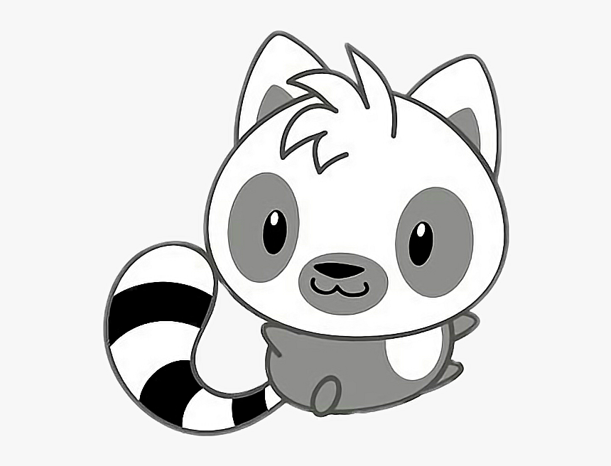 Freetoedit Cute Kawaii Racoon Grey White Black - Cute Lemur Cartoon Transparent, HD Png Download, Free Download