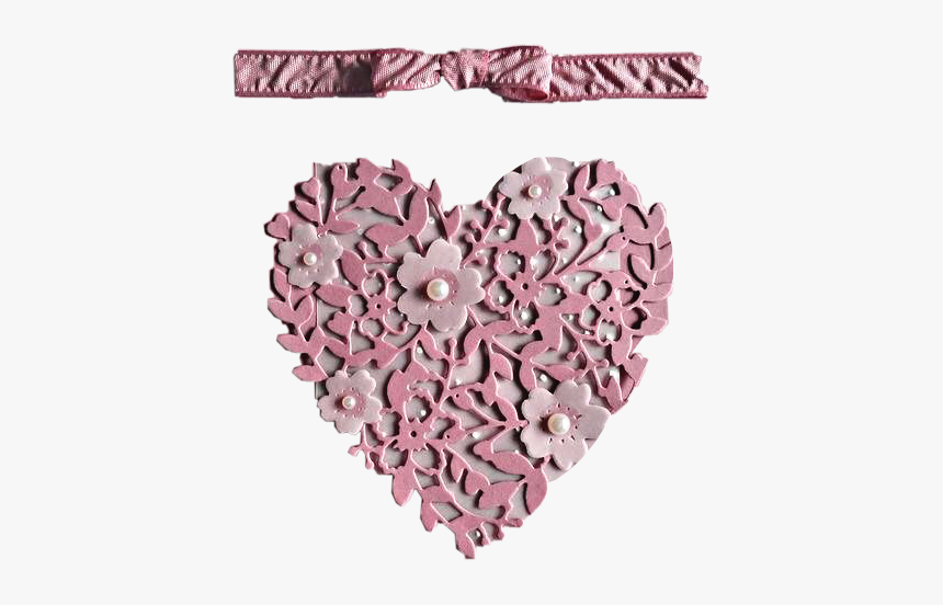 #heart #bow #pink #lace #pearls #pretty #freetoedit - Artificial Flower, HD Png Download, Free Download