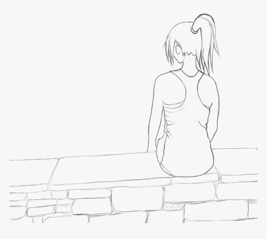 Girl Alone Sad Teenager Sketch - Hidden Face Black And White Dp For Girls, HD Png Download, Free Download