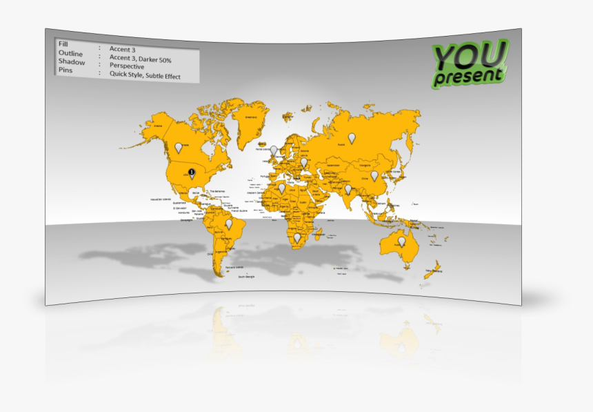 World Map Template For Powerpoint By Youpresent - World Map, HD Png Download, Free Download