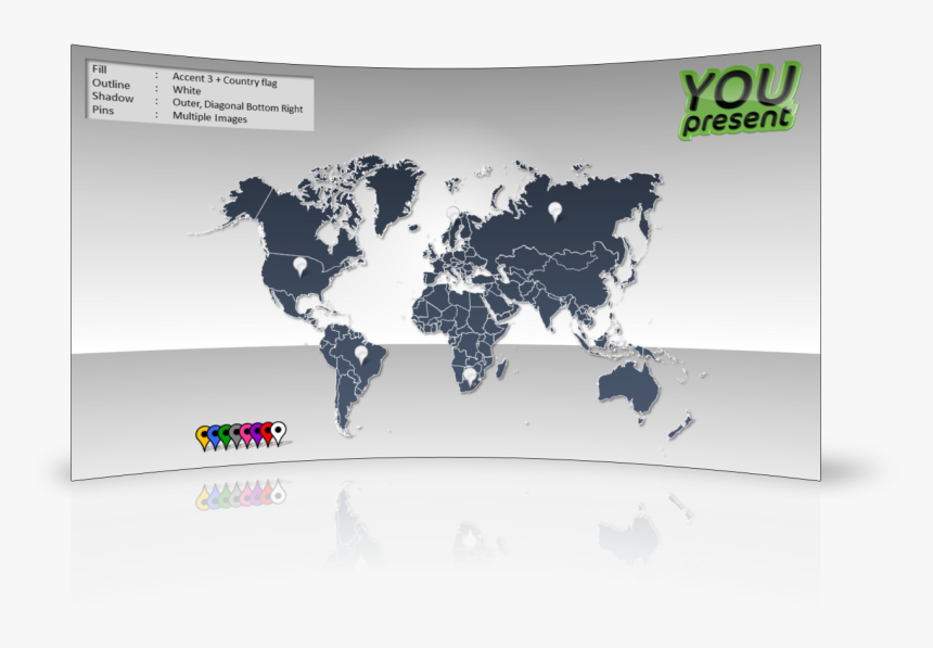 World Map Template For Powerpoint By Youpresent - World Map, HD Png Download, Free Download