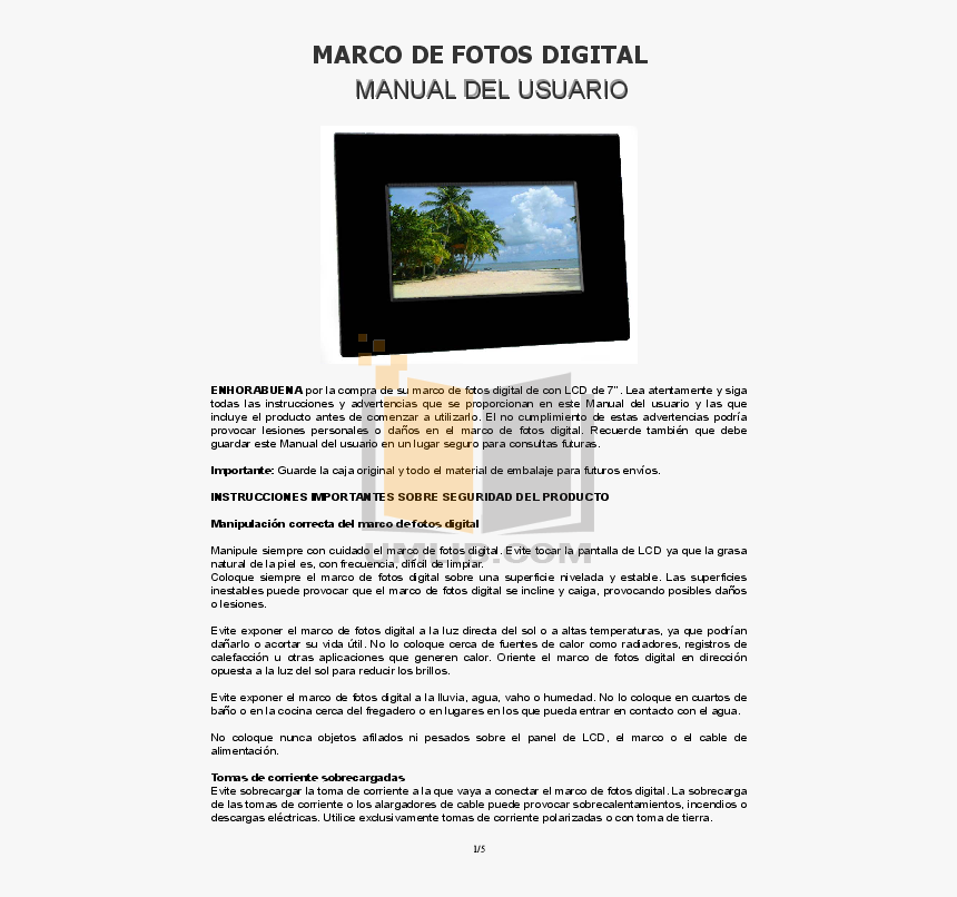 Coby Digital Photo Frame Dp-702 Pdf Page Preview - Tree, HD Png Download, Free Download
