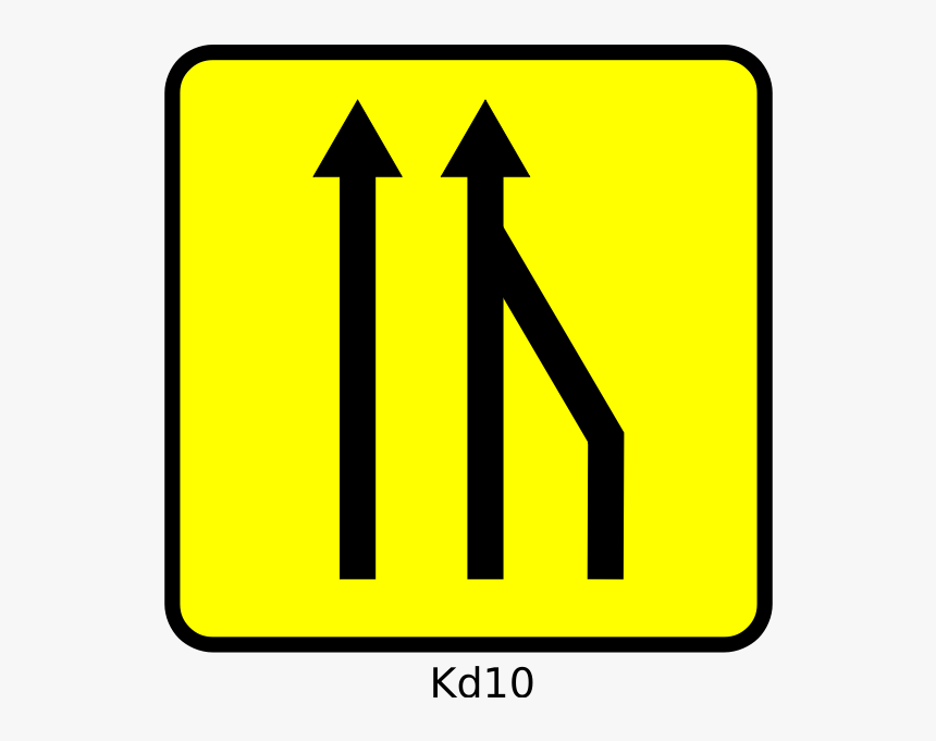Vector Drawing Of Far Right Lane Reduction Road Sign - Traffic Sign, HD Png Download, Free Download