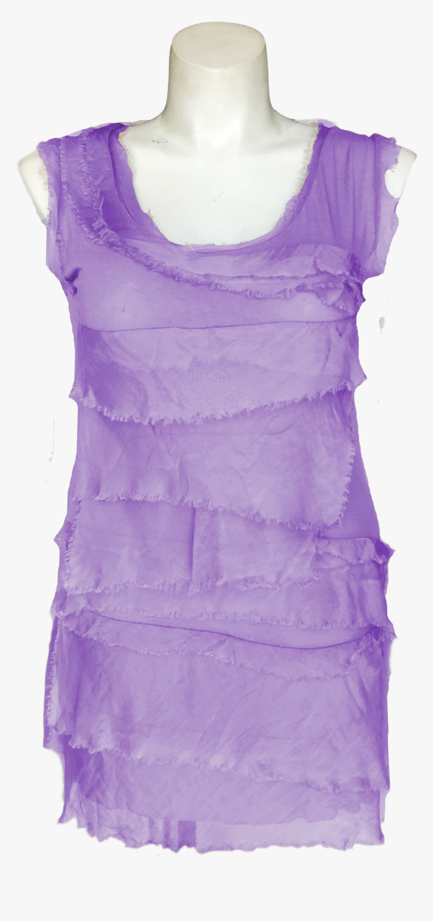 Silk Tunic With Torn Ruffle Edge Lilac - Vest, HD Png Download, Free Download