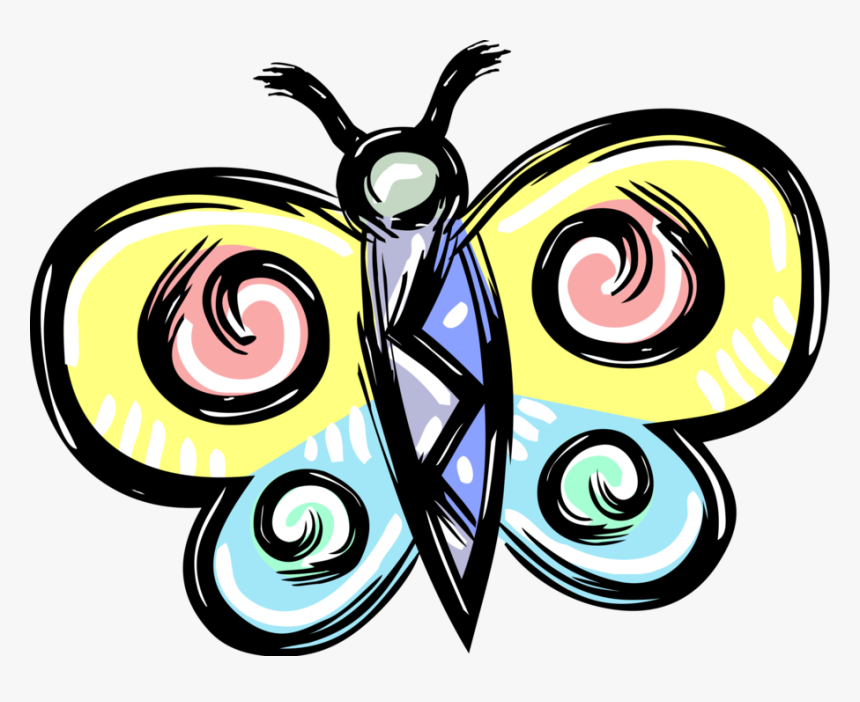 Vector Illustration Of Colorful Butterfly Winged Insect - Butterfly, HD Png Download, Free Download