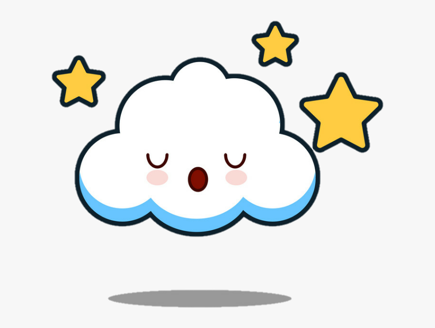 #nuvem #kawaii #white #night #drawning - Easy Cute Cloud Drawing, HD Png Download, Free Download