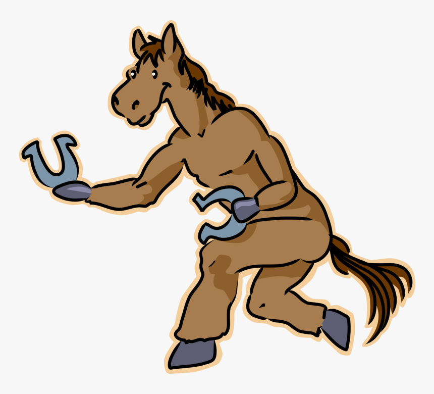Vector Illustration Of Equestrian Horse Plays Horseshoes - Horse Throwing A Horseshoe, HD Png Download, Free Download