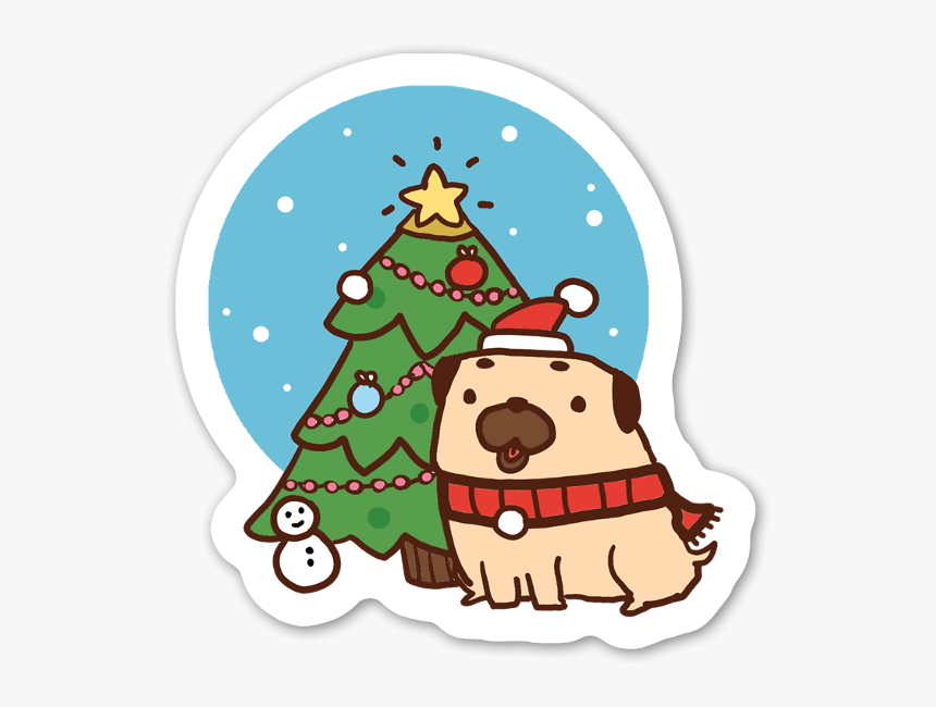 Christmas Pug Sticker - Cute Sticker Pic Christmas, HD Png Download, Free Download