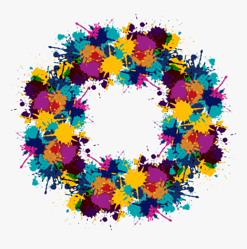 #freetoedit #wreath #circle #rainbow #paint Splotches - Circle Ink Border Transparent Background, HD Png Download, Free Download