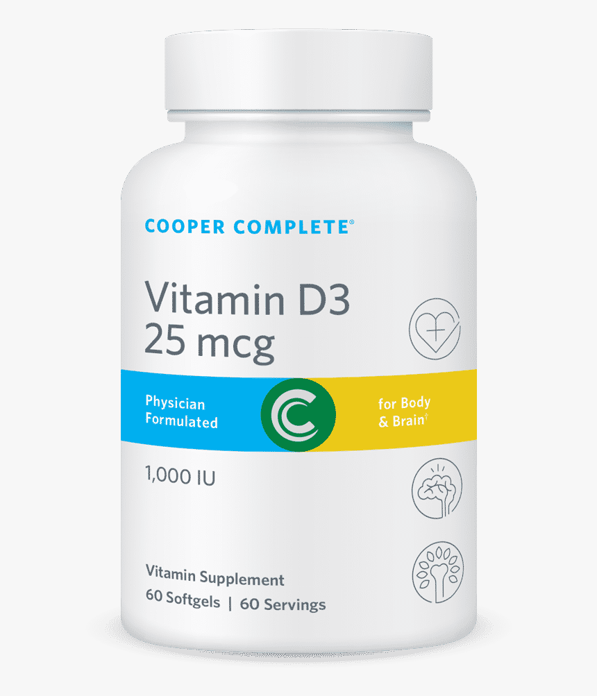 Cooper Complete Vitamin D3 25 Mcg Or 1000 Iu Bottle - Cooper Complete Nutritional Supplements From Cooper, HD Png Download, Free Download