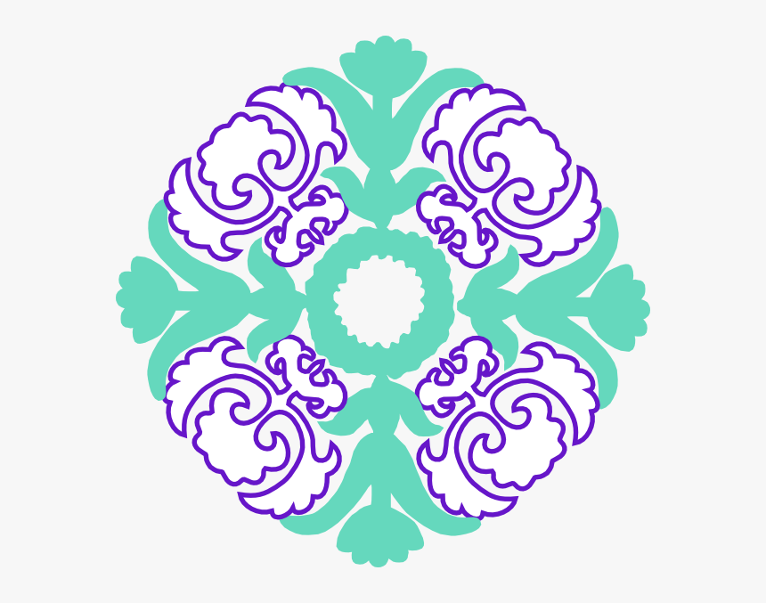 Damask Flourish Purple Mint Clip Art - Paisley Clip Art, HD Png Download, Free Download