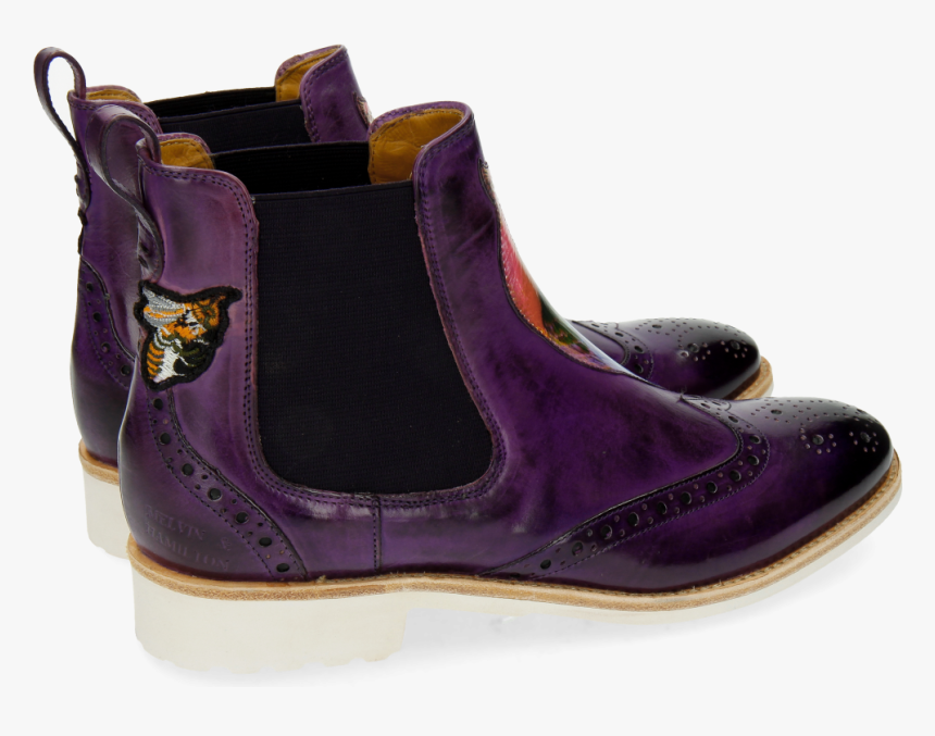 Ankle Boots Amelie 44 Purple Flame Peacock Bee - Chelsea Boot, HD Png Download, Free Download