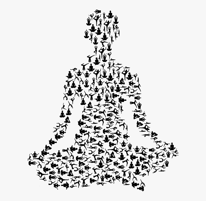 Prismatic Female Yoga Pose Silhouette Fractal Black - Yoga Black And White, HD Png Download, Free Download