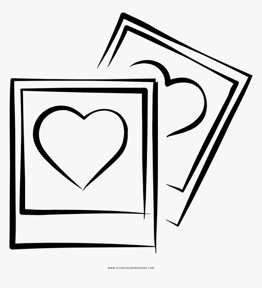 Polaroids Coloring Page - Heart, HD Png Download, Free Download