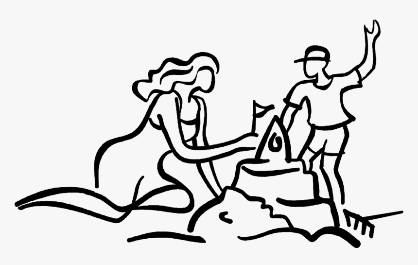 Vector Illustration Of Mother And Child Construct Sand - Cartoon, HD Png Download, Free Download