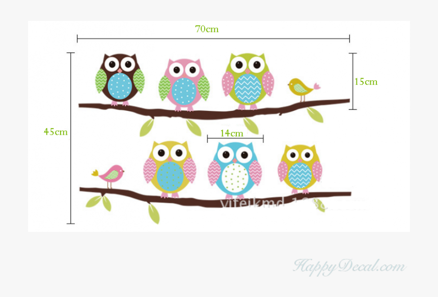 Cute Owl Wall Sticker Tree Stickers With Owls Wall - Wall Decal, HD Png Download, Free Download