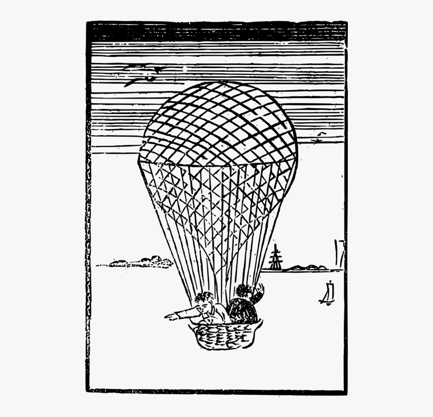 Monochrome Photography,text,hot Air Balloon - Hot Air Balloon, HD Png Download, Free Download