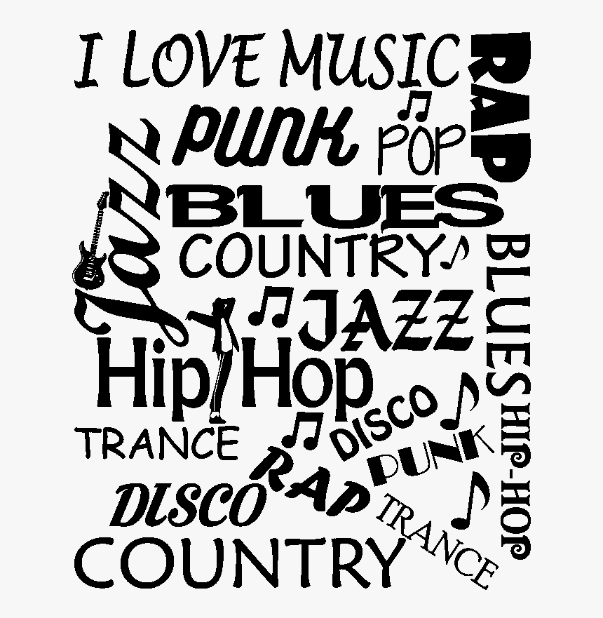 Sticker Citation Musique I Love Music Punk Rap Pop - Calligraphy, HD Png Download, Free Download