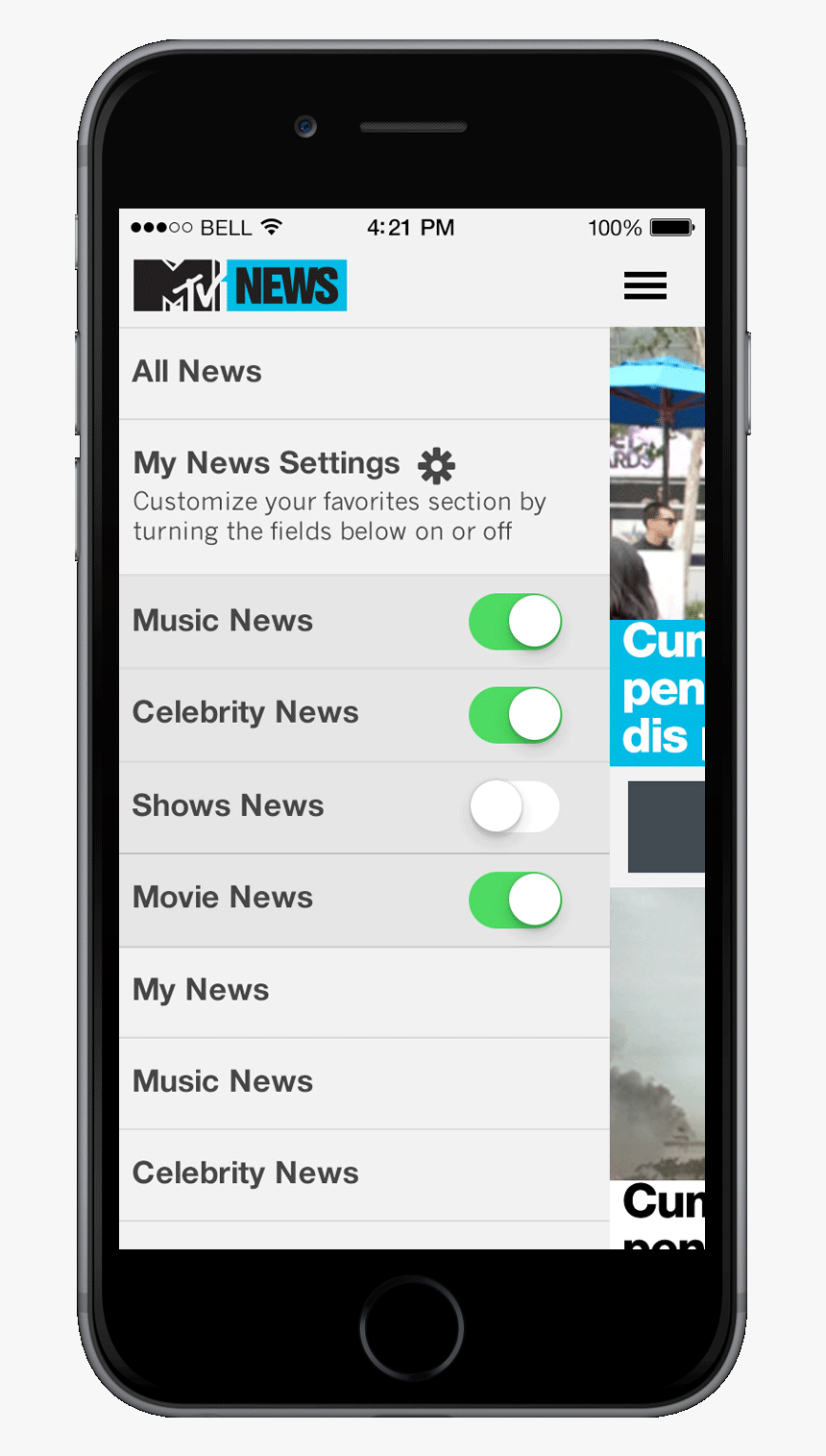 Mtv News Phone Screens 04 - Mobile App, HD Png Download, Free Download
